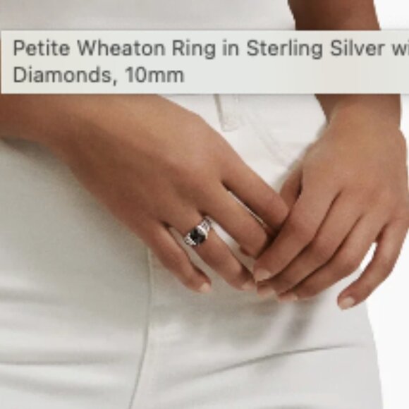 Petite Wheaton® Sterling Silver with Black Onyx and Diamonds, 10mm; Size 6.5 - Picture 3 of 7